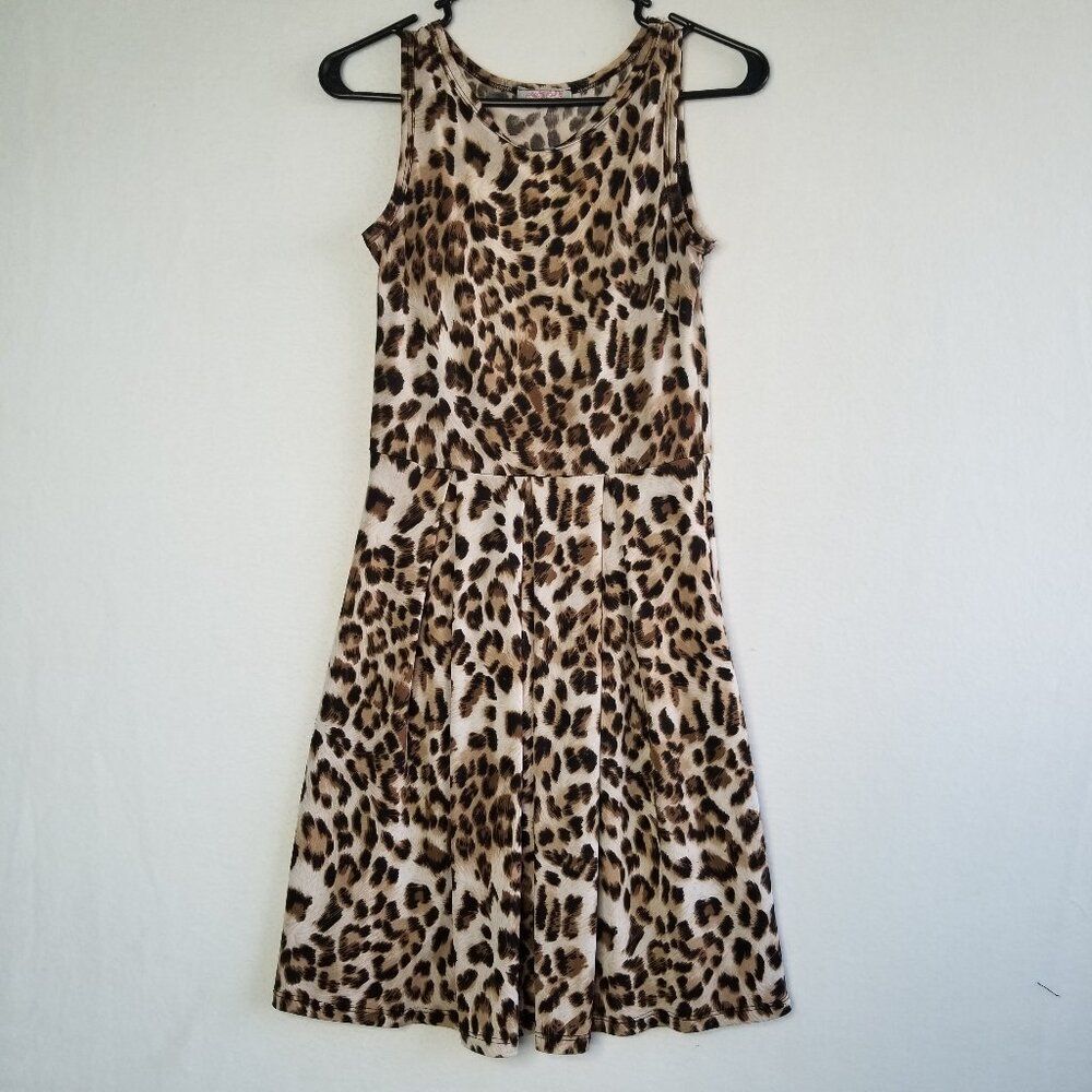 ❤️ 3/$12. Pretty Young Thing Leopard Print Sleeveless Dress